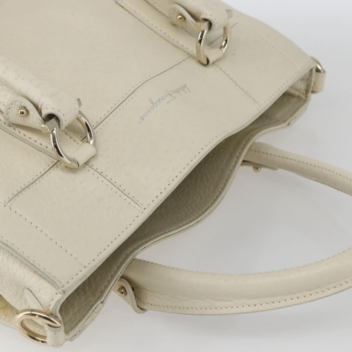 Salvatore Ferragamo Gancini handbag Leather, WHITE, LEATHER, Handbag