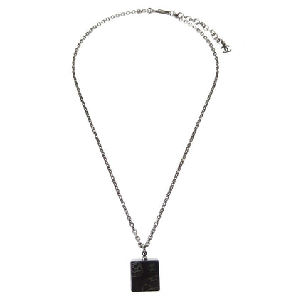 Chanel Square CC Pendant Resin, Black, Plastic, Necklace