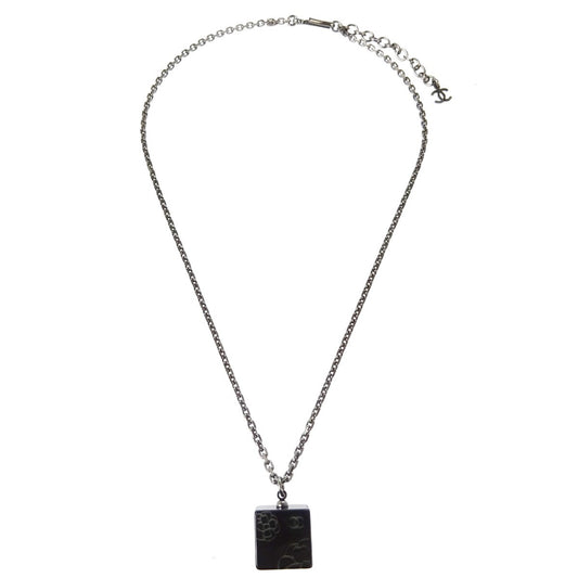 Chanel Square CC Pendant Resin, Black, Plastic, Necklace