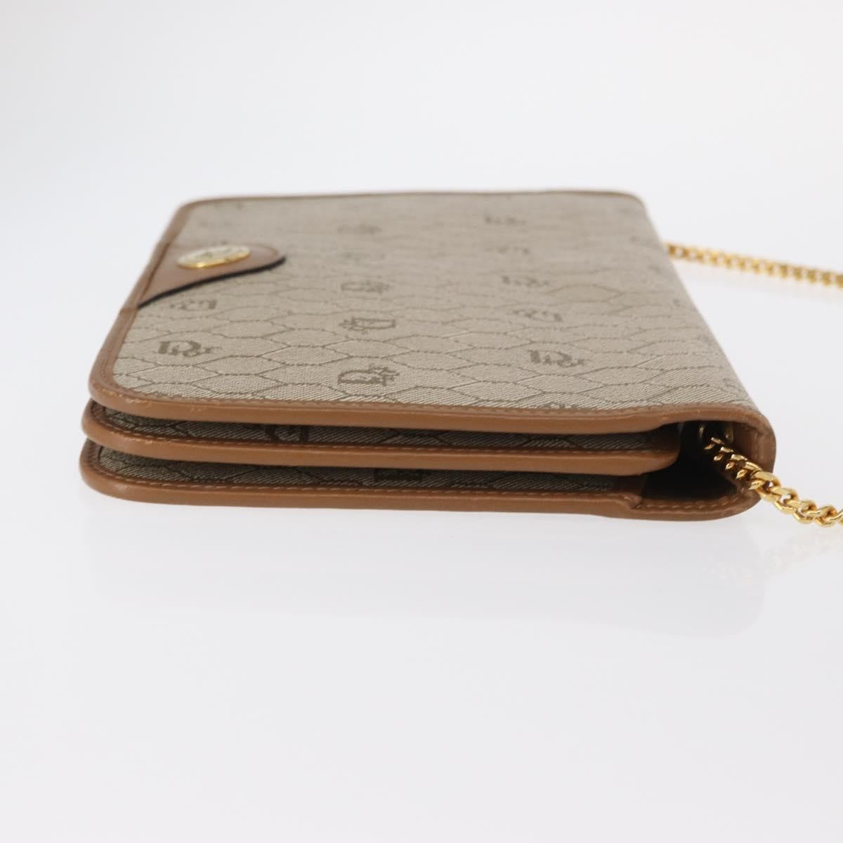 Christian Dior Vintage Honeycomb chain Canvas, BEIGE, CANVAS, Shoulder bag