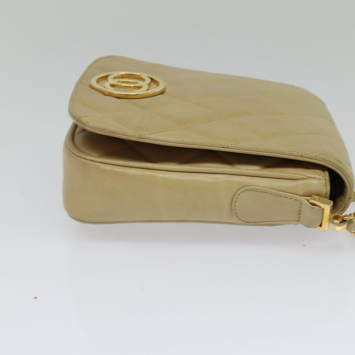 Chanel Vintage CC Chain Flap Bag Quilted Lambskin, Beige, Leather, Shoulder Bag