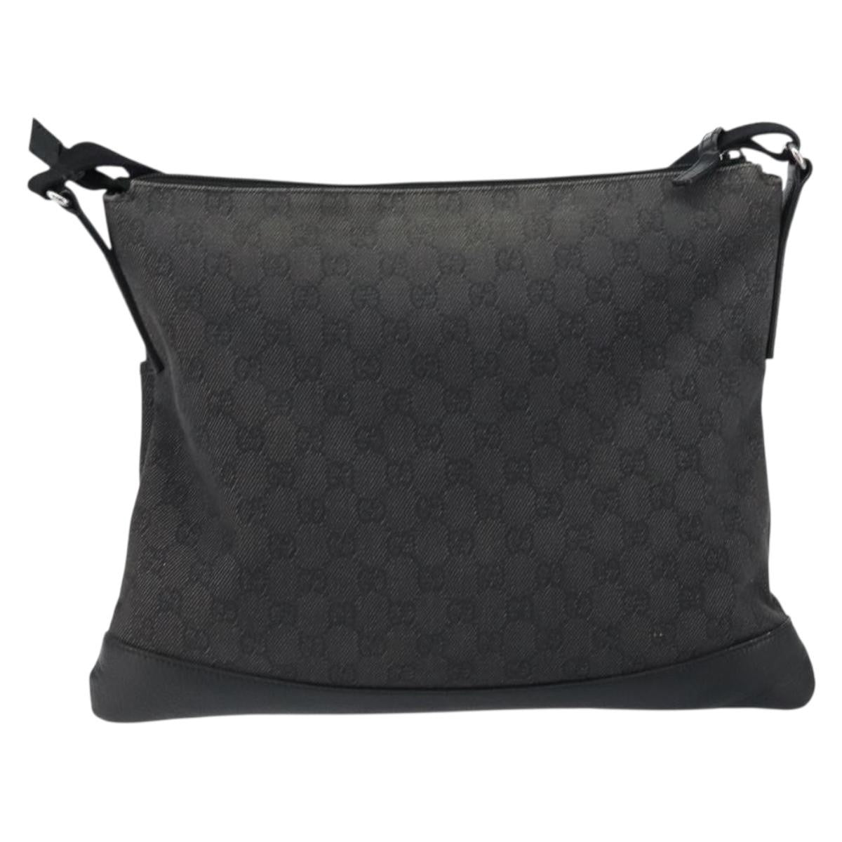Gucci Zip Messenger Bag GG Denim, BLACK, CANVAS, Shoulder bag