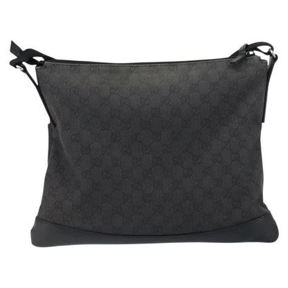 Gucci Zip Messenger Bag GG Denim, BLACK, CANVAS, Shoulder bag