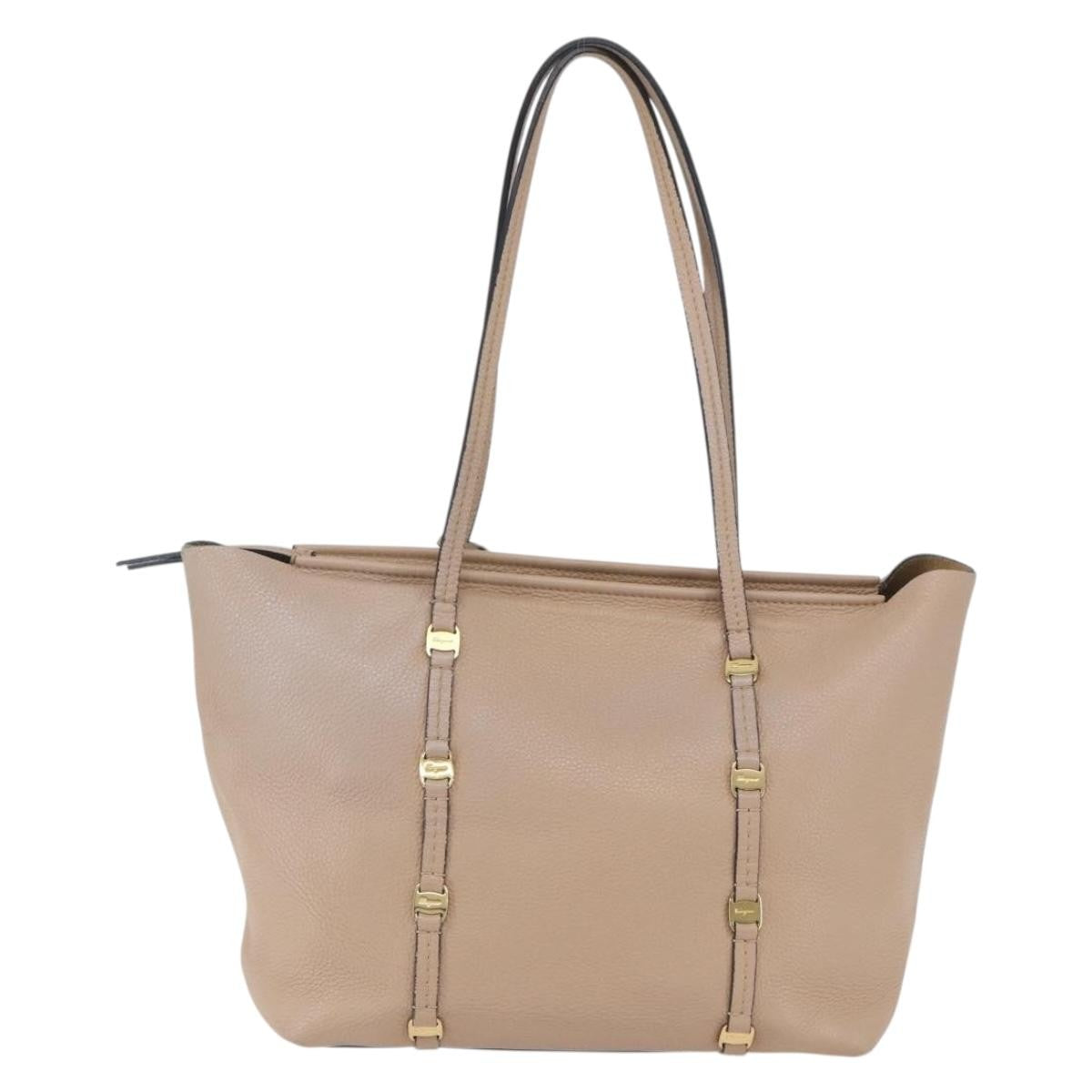 Salvatore Ferragamo Vala tote Leather, BEIGE, LEATHER, Tote bag