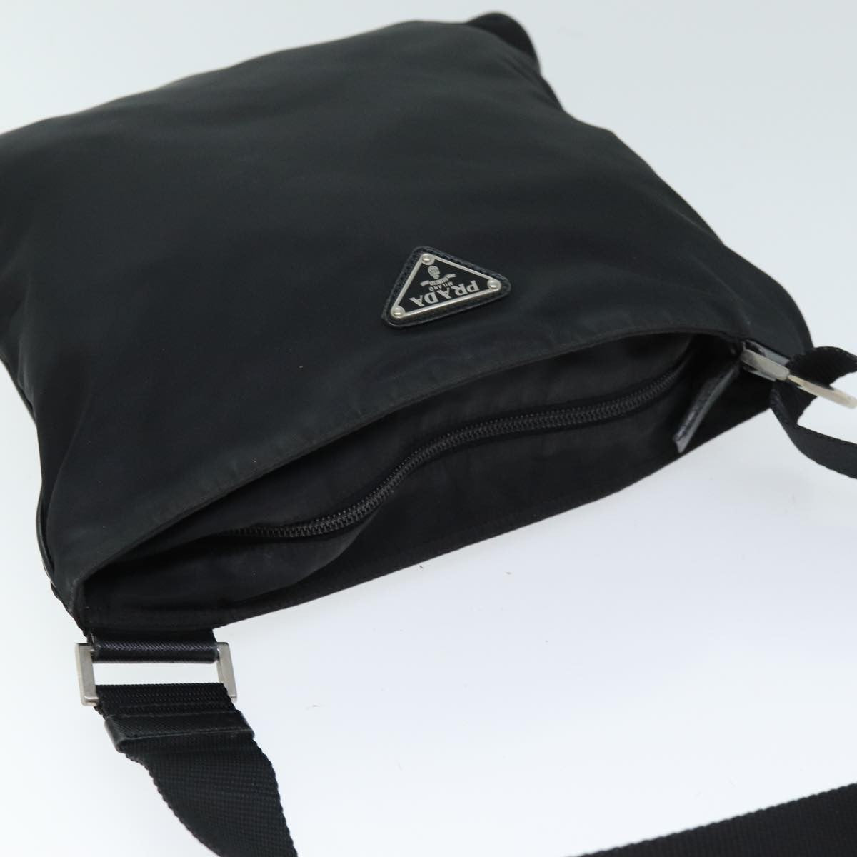 Prada Flat Messenger Bag Tessuto, BLACK, NYLON, Shoulder bag
