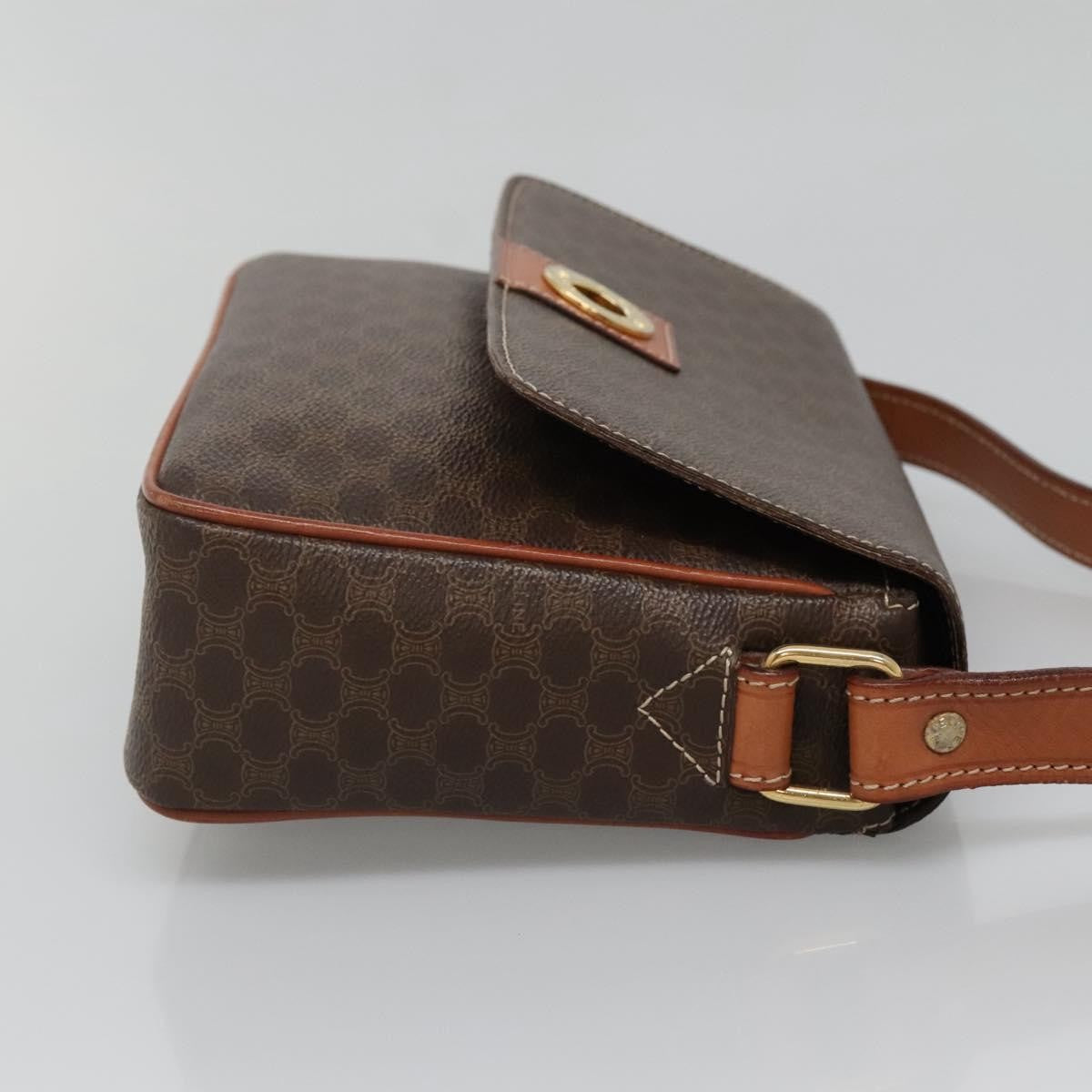 Celine Vintage Macadam Shoulder Bag Canvas and Leather, BROWN, CANVAS, Shoulder bag