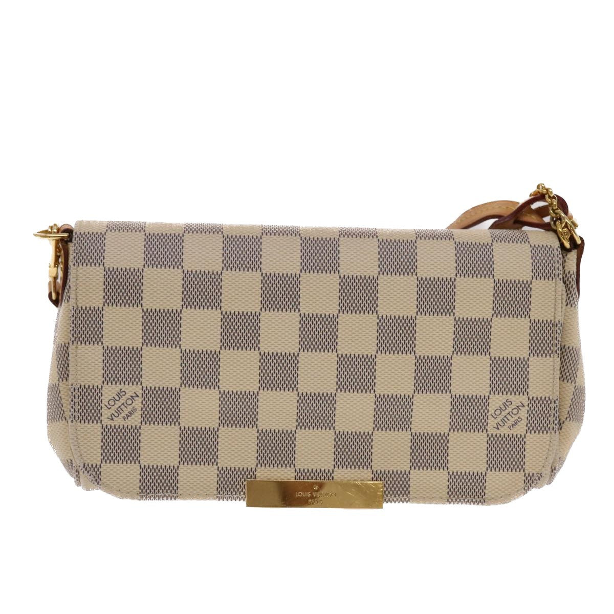 Louis Vuitton Favorite Handbag Damier, White, Canvas, Clutch