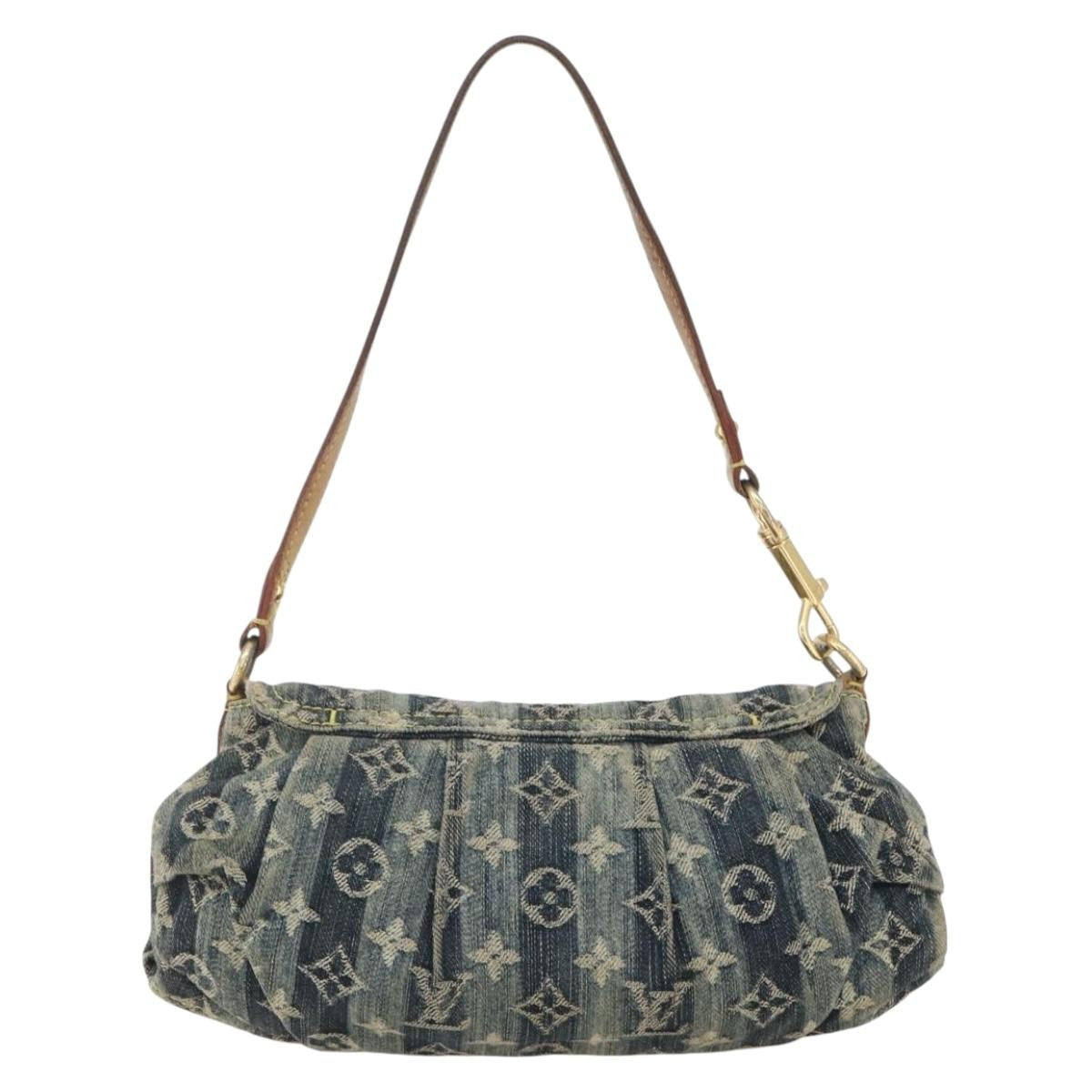 Louis Vuitton Pleaty Raye Handbag Striped Monogram Denim, BLUE, DENIM_JEANS, Shoulder bag