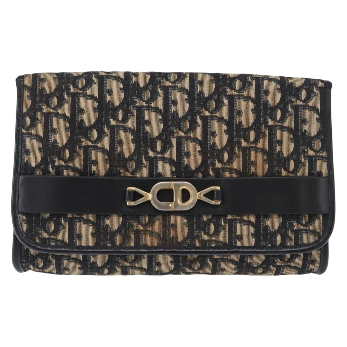 Christian Dior Vintage CD Chain Flap Shoulder Bag Diorissimo Canvas, NAVY, CANVAS, Shoulder bag