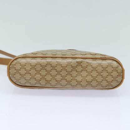 Celine Vintage Macadam Shoulder Bag Canvas and Leather, Beige, Canvas, Shoulder Bag