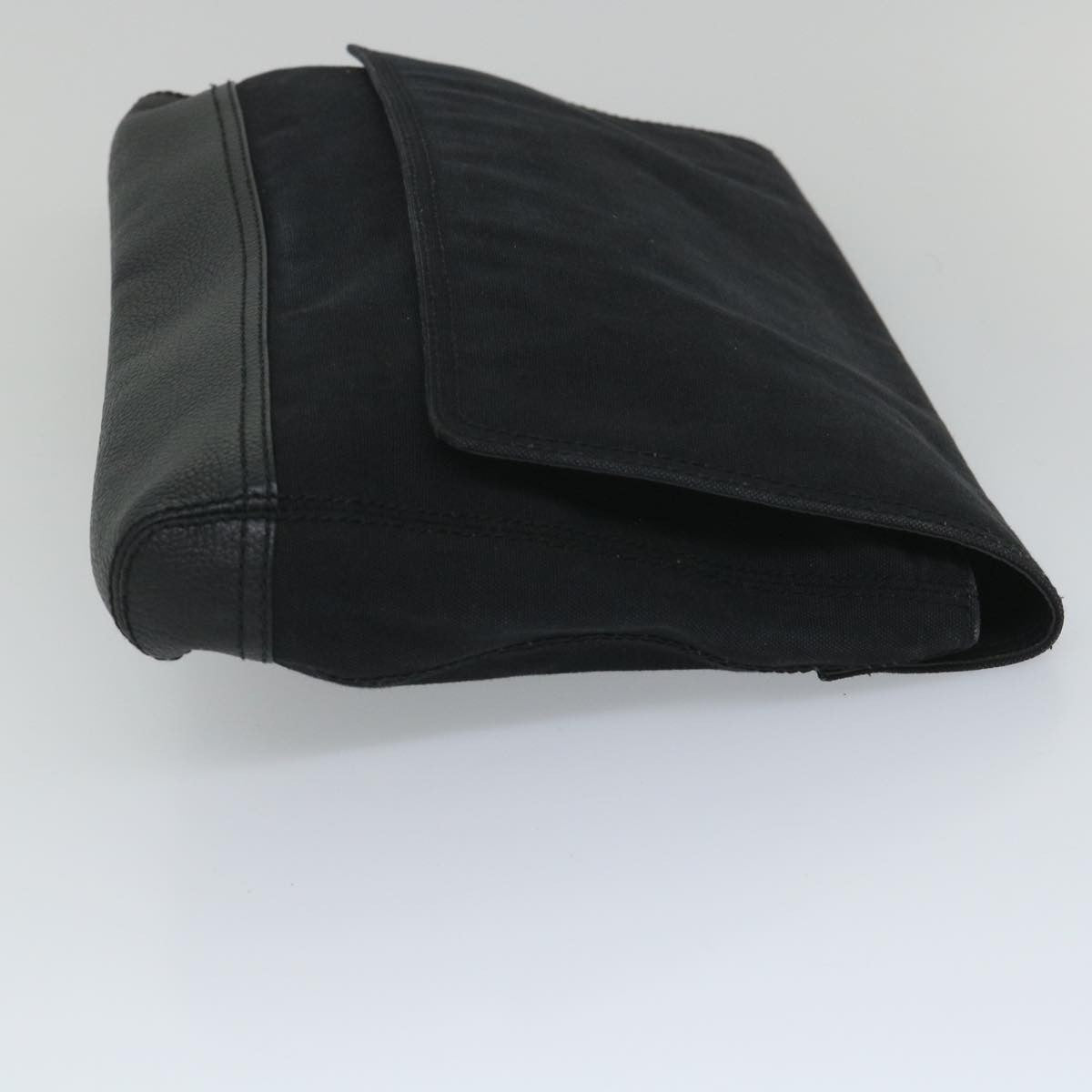 Balenciaga Flap Clutch Canvas with Leather, BLACK, CANVAS, Clutche & pouche