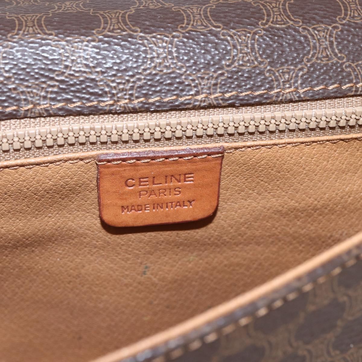 Celine Vintage Macadam Shoulder Bag Canvas and Leather, BROWN, CANVAS, Shoulder bag