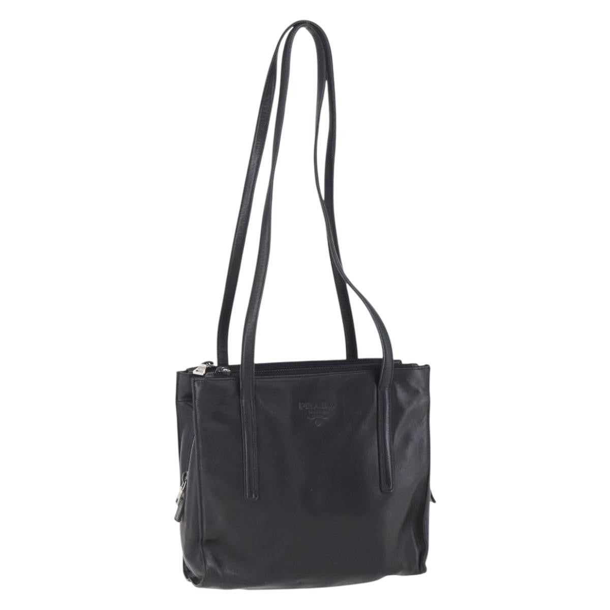 Prada Vintage Shoulder Bag Leather, BLACK, LEATHER, Shoulder bag