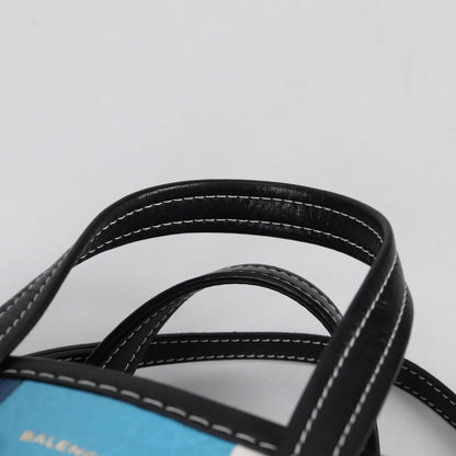 Balenciaga Bazar Convertible Tote Striped Leather, BLUE, LEATHER, Tote bag