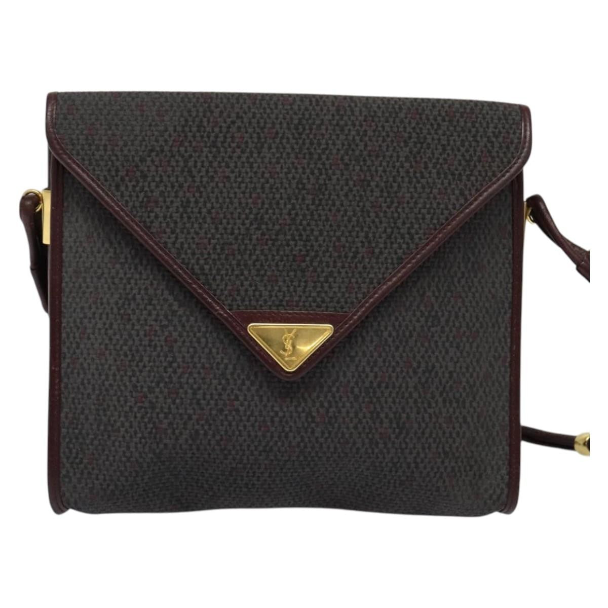 Saint Laurent Vintage Shoulder Bag Canvas, BURGUNDY, CANVAS, Shoulder bag