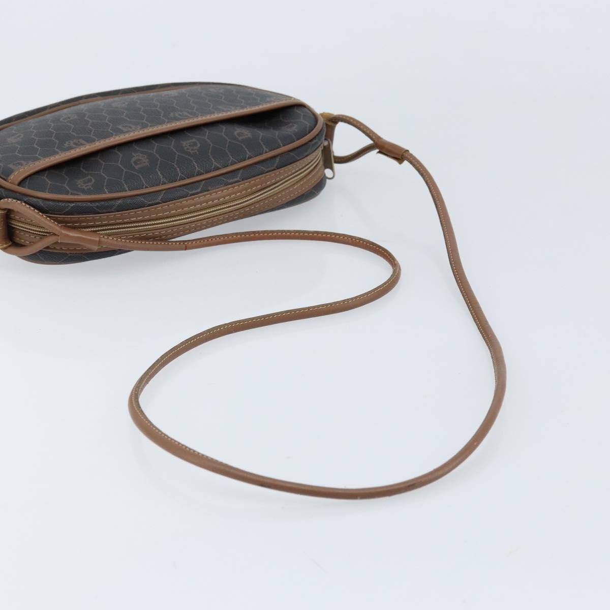 Christian Dior Vintage Honeycomb Shoulder Bag Canvas and Leather, BLACK, CANVAS, Shoulder bag
