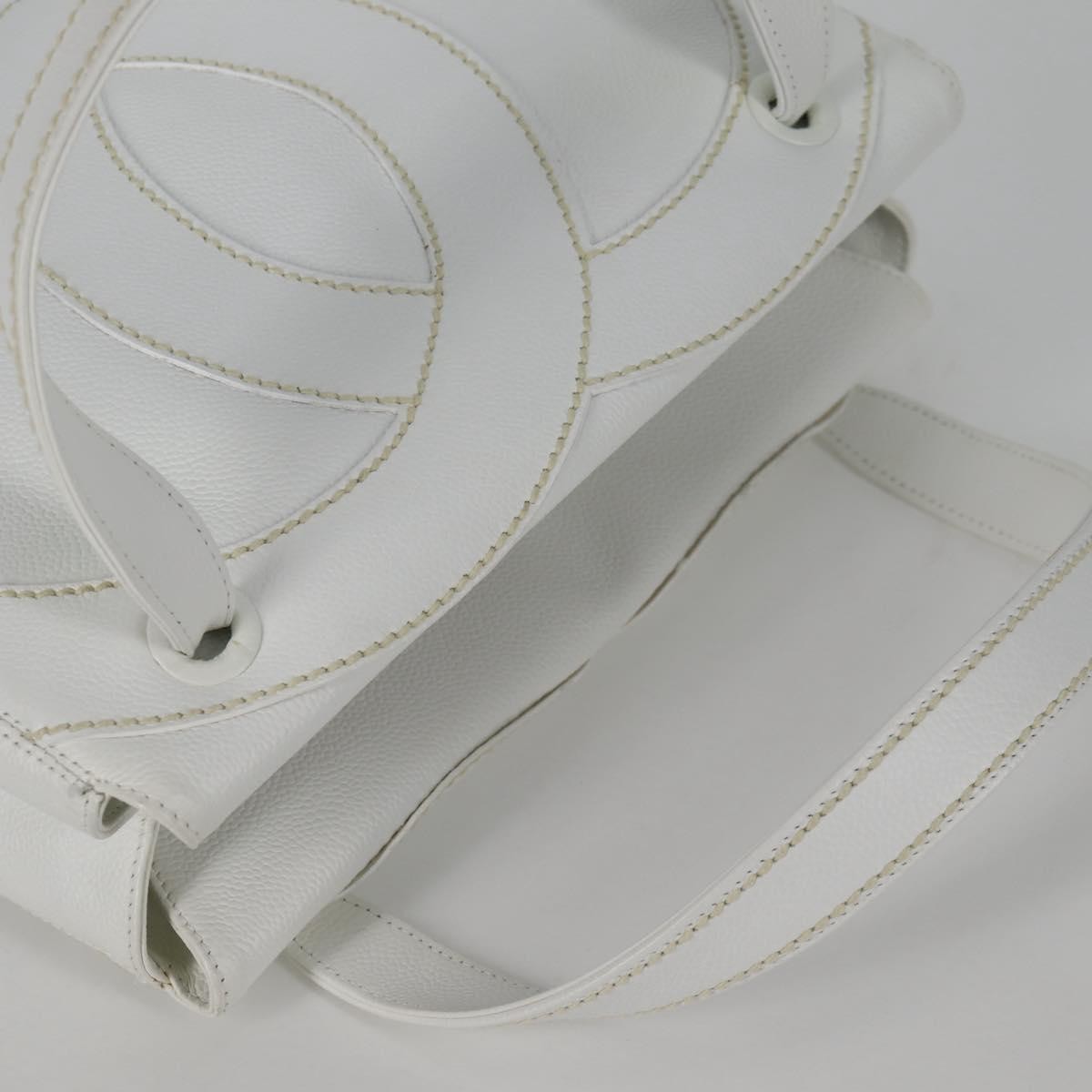 Chanel CC Stitch Tote Caviar, WHITE, LEATHER, Handbag
