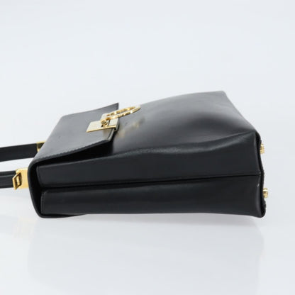 Salvatore Ferragamo Convertible Top Handle Bag Leather, BLACK, LEATHER, Handbag