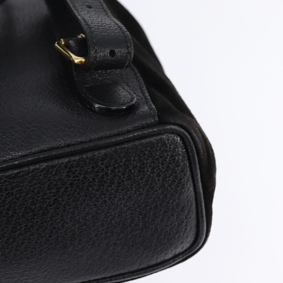 Gucci Vintage Bamboo Backpack Suede, BLACK, SUEDE, Backpack