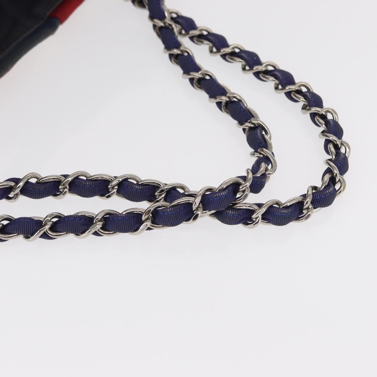 Chanel Mariniere Chain Tote Striped Canvas, NAVY, CANVAS, Tote bag