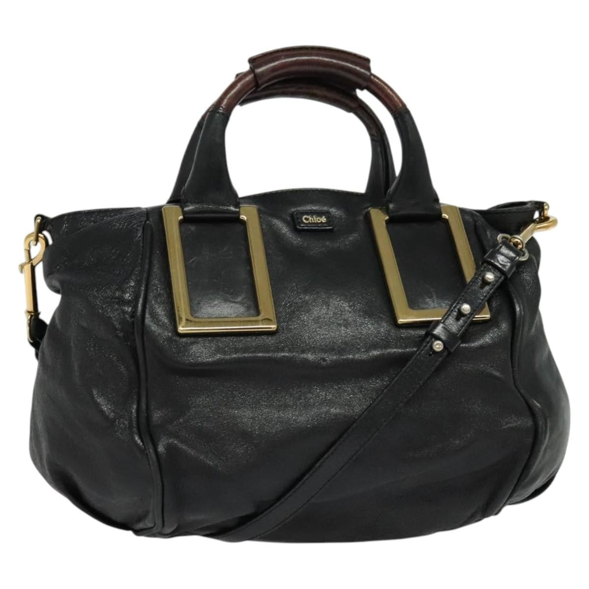 Chloe Ethel Handbag Leather, BLACK, LEATHER, Handbag