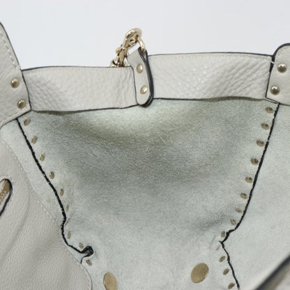 Valentino Garavani Rockstud Tote Textured Leather, Gray, Leather, Tote Bag