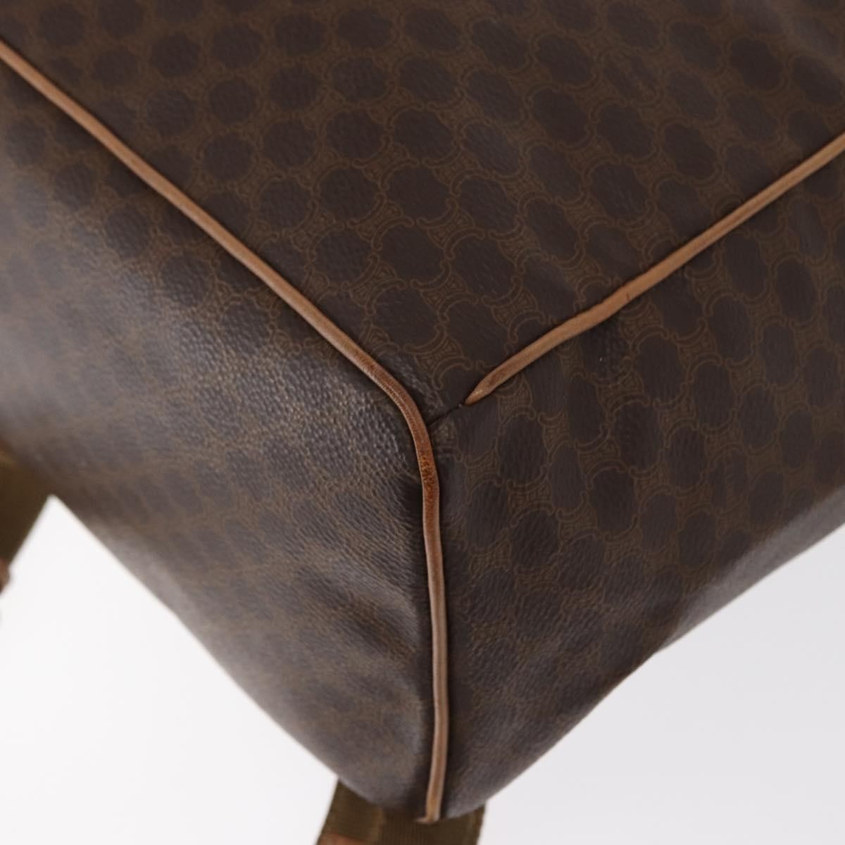 Celine Vintage Macadam Backpack Canvas and Leather, BROWN, CANVAS, Backpack