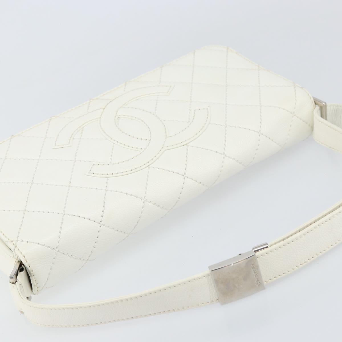 Chanel Vintage Timeless CC Adjustable Shoulder Bag Quilted Calfskin, White, Leather, Shoulder Bag