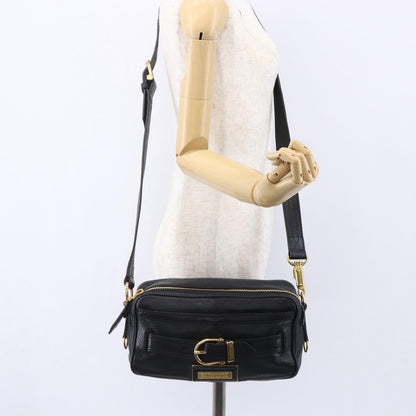 Burberry Vintage Shoulder Bag Leather, BLACK, LEATHER, Shoulder bag