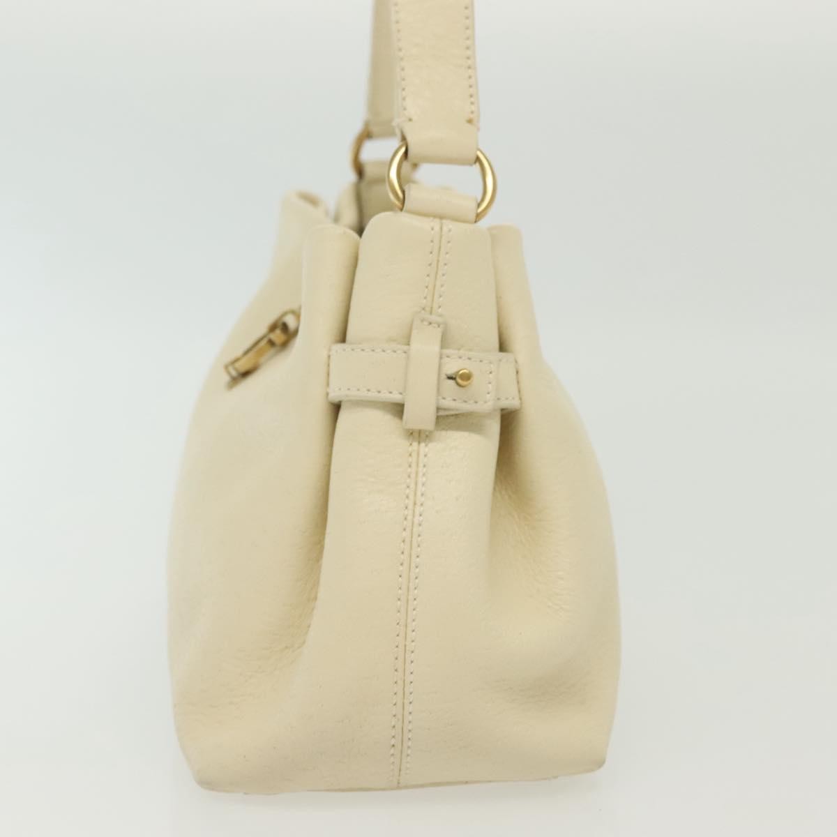 Salvatore Ferragamo Gancini Shoulder Bag Leather, WHITE, LEATHER, Shoulder bag