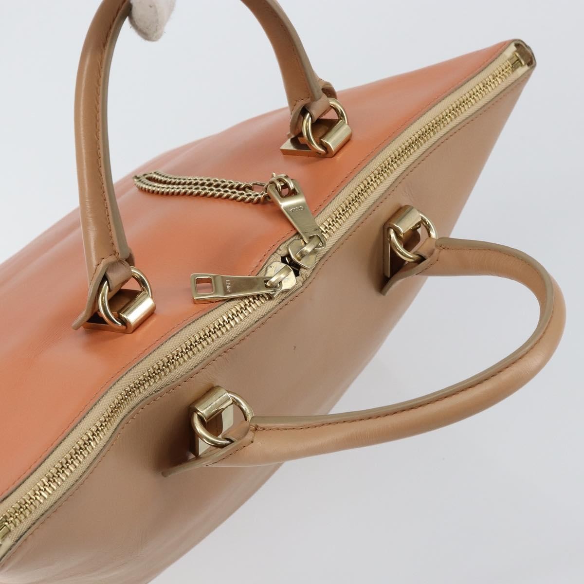 Chloe Bicolor Baylee Satchel Leather, ORANGE, LEATHER, Handbag