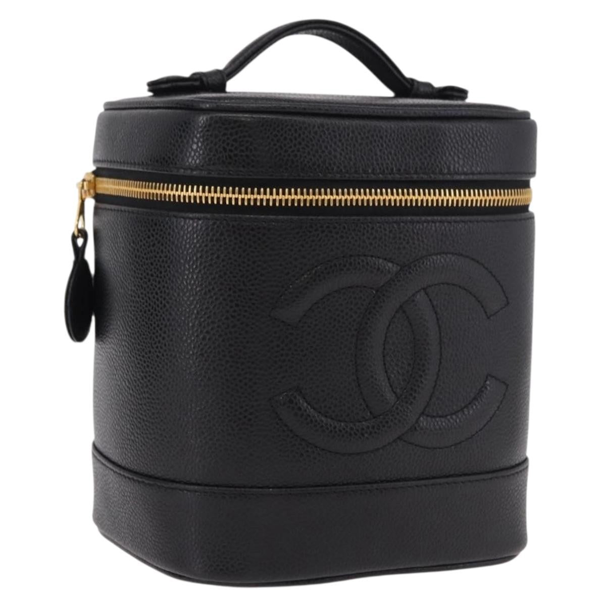 Chanel Vintage Timeless Cosmetic Case Caviar, Black, Leather, Handbag