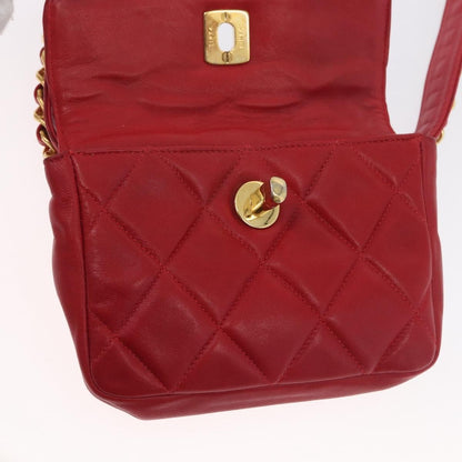 Chanel Vintage CC Flap Waist Bag Quilted Lambskin, Red, Leather, Clutch
