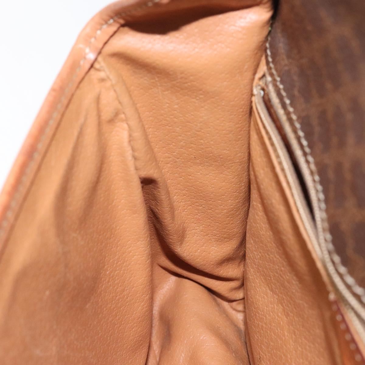 Celine Vintage Macadam Circle Logo Shoulder Bag Canvas and Leather, Brown, Canvas, Shoulder Bag