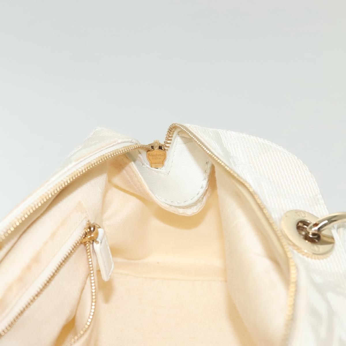 Christian Dior Cannage Handbag Canvas, WHITE, CANVAS, Handbag