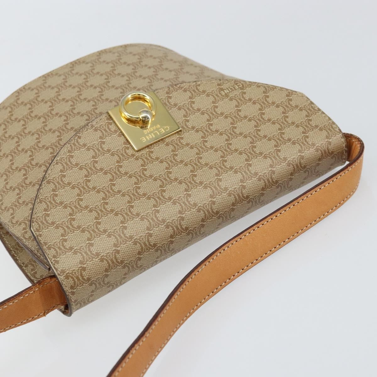Celine Vintage Macadam Shoulder Bag Canvas, BEIGE, CANVAS, Shoulder bag