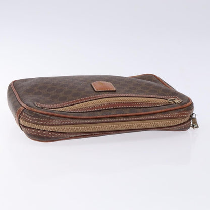 Celine Macadam Pochette Canvas and Leather, BROWN, CANVAS, Clutche & pouche