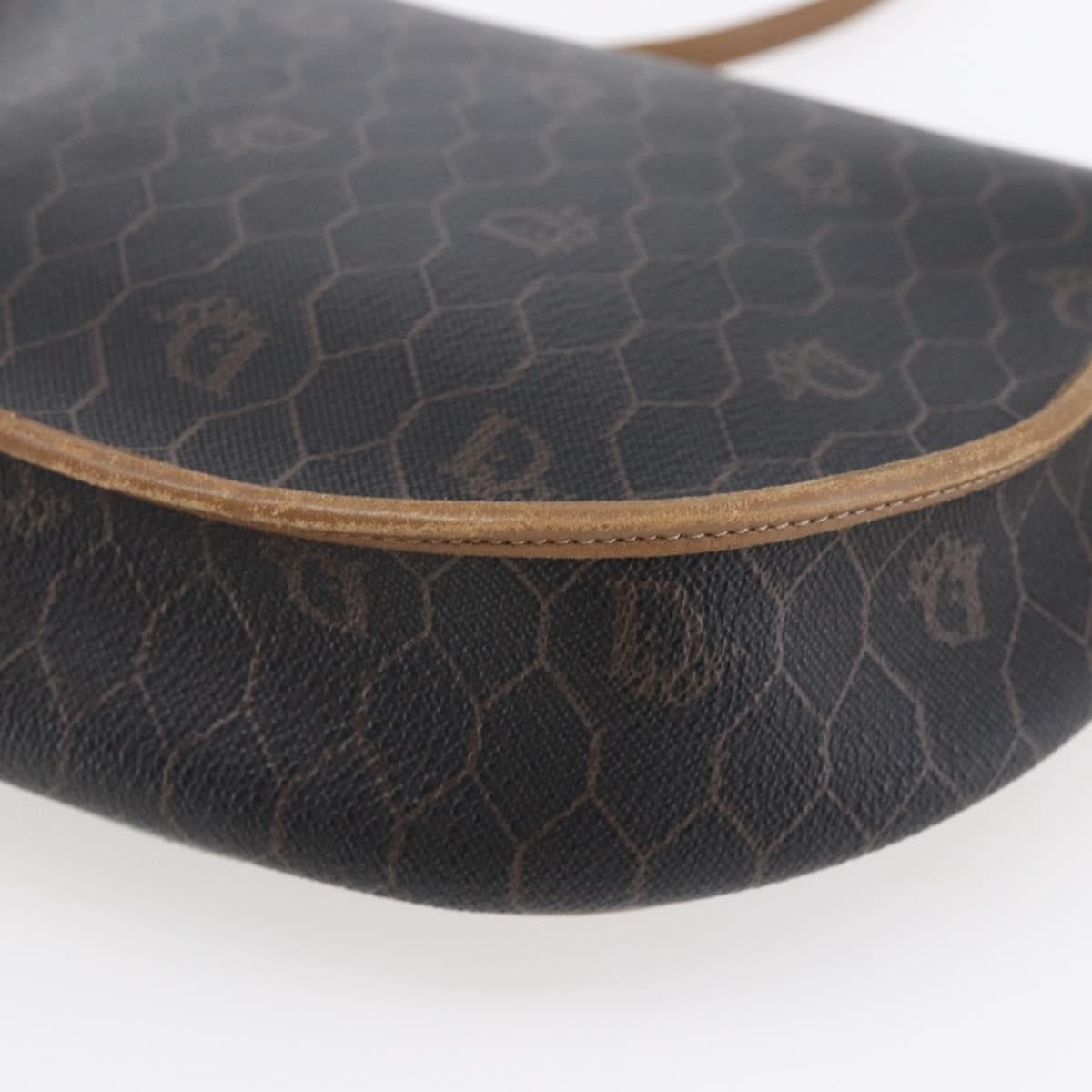 Christian Dior Vintage Honeycomb Flap Crossbody Bag Canvas and Leather, BLACK, CANVAS, Shoulder bag