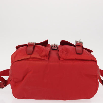 Prada Double Front Pocket Backpack Tessuto, Red, Nylon, Backpack