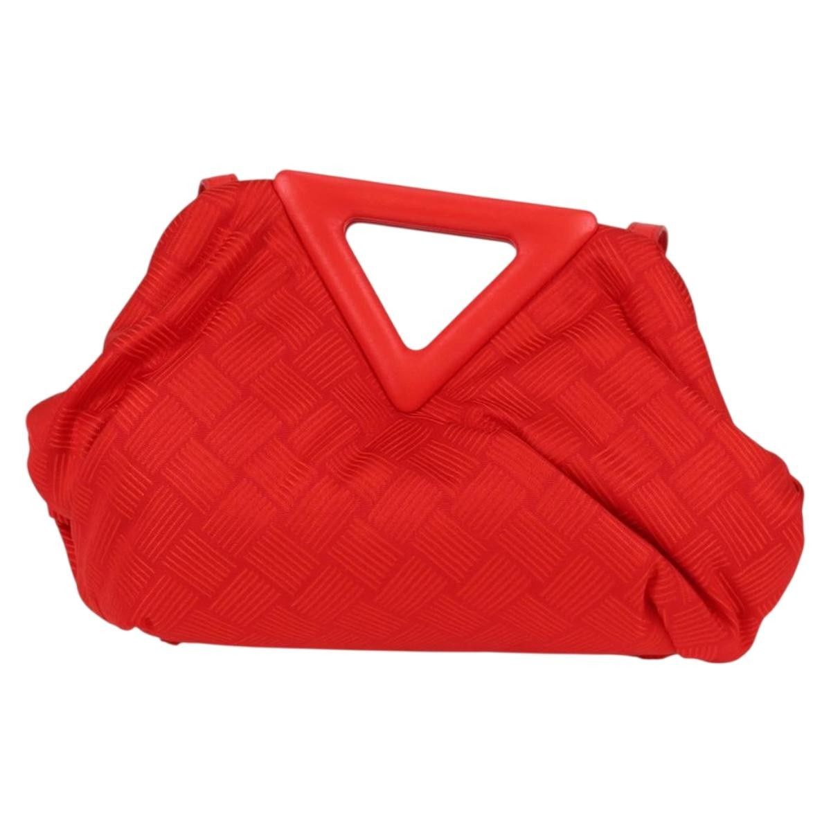 Bottega Veneta Point Shoulder Bag Chunky Knit Fabric, Red, Nylon, Shoulder Bag