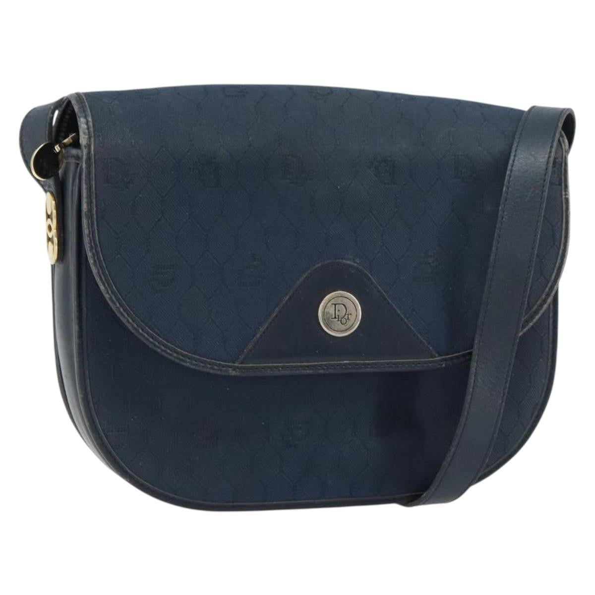 Christian Dior Vintage Honeycomb Shoulder Bag Canvas, NAVY, CANVAS, Shoulder bag