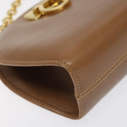 Salvatore Ferragamo Vintage Gancini Chain Shoulder Bag Leather, BROWN, LEATHER, Shoulder bag