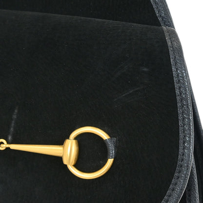 Gucci Vintage Horsebit Sling Bag Suede, BLACK, SUEDE, Shoulder bag
