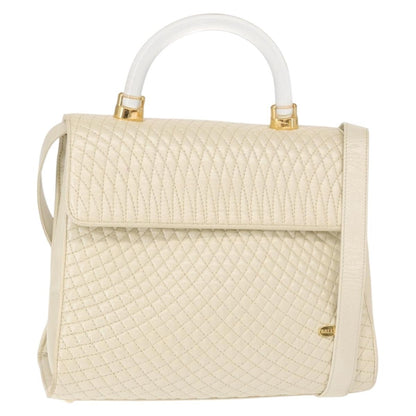 Bally Vintage Handbag Quilted Leather, BEIGE, LEATHER, Handbag