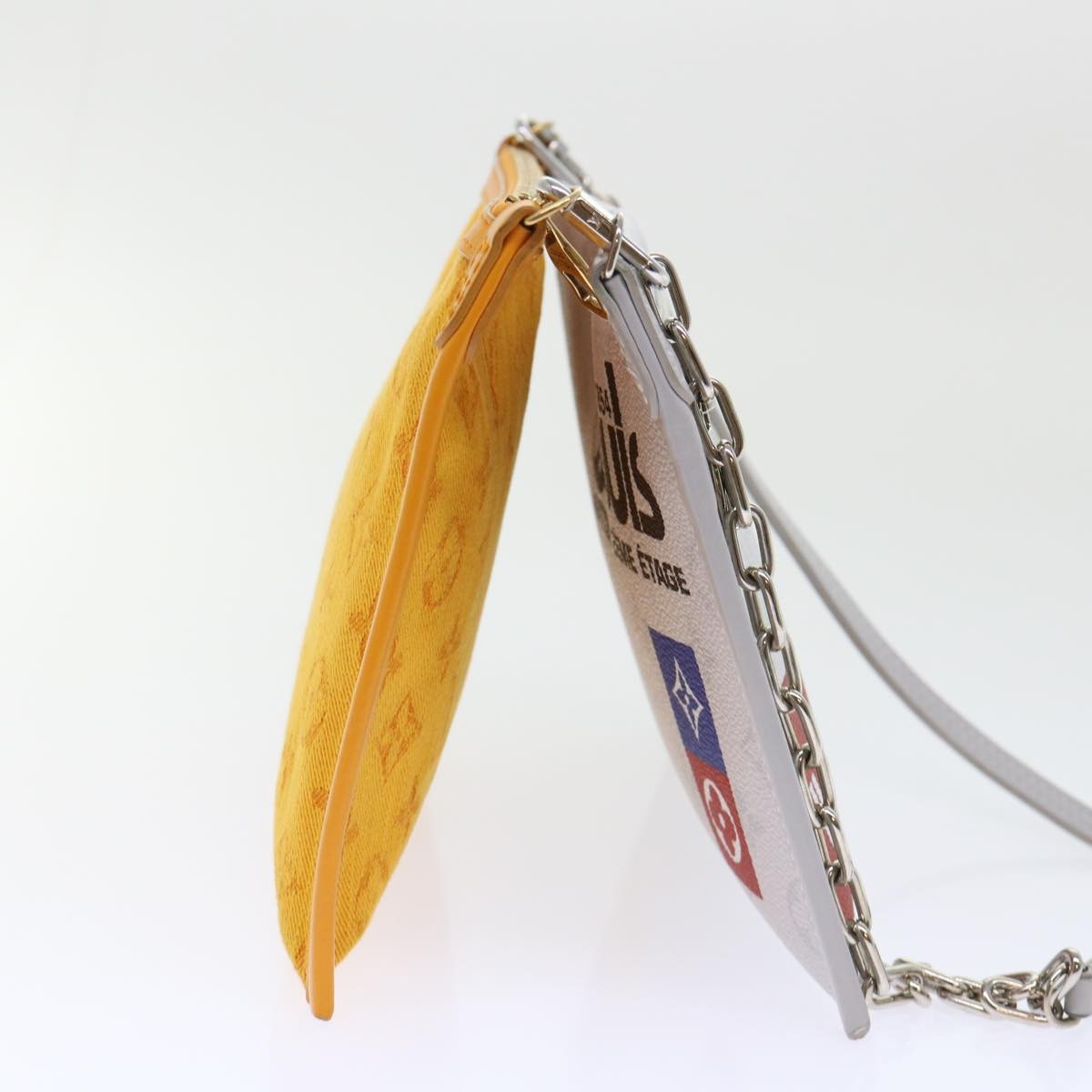 Louis Vuitton Double Flat Messenger Bag Limited Edition Logo Story Monogram Canvas and Denim, WHITE, CANVAS, Shoulder bag