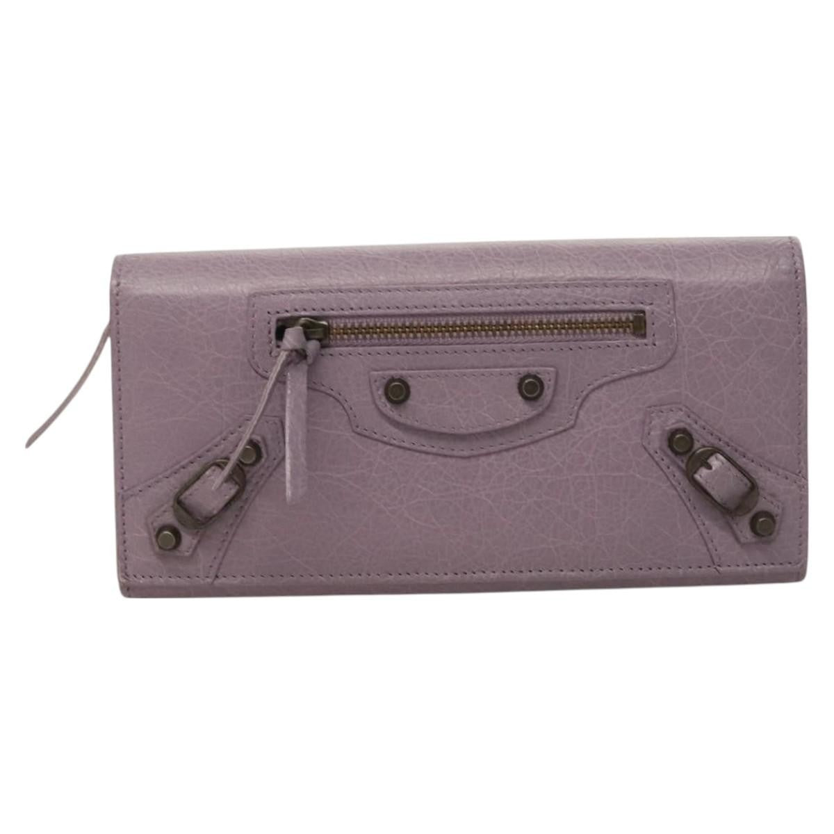 Balenciaga Classic Continental Zip Around Wallet Leather, PURPLE, LEATHER, Wallets