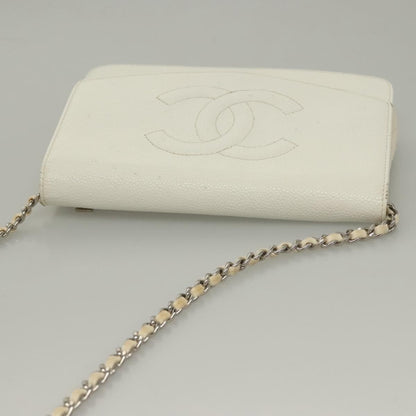 Chanel Vintage Timeless Wallet on Chain Caviar, WHITE, LEATHER, Clutche & pouche