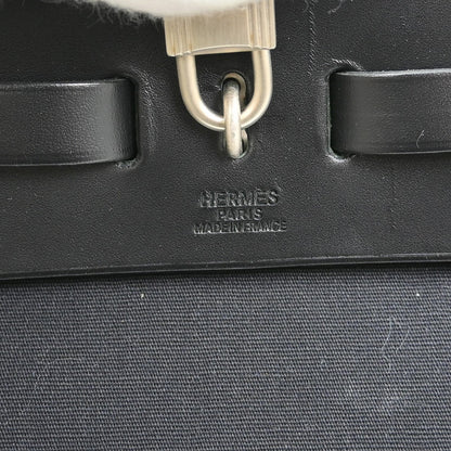 Hermes Herbag Cabas Toile and Leather, Black, Canvas, Handbag