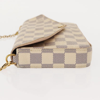 Louis Vuitton Felicie Pochette Damier, WHITE, CANVAS, Clutche & pouche