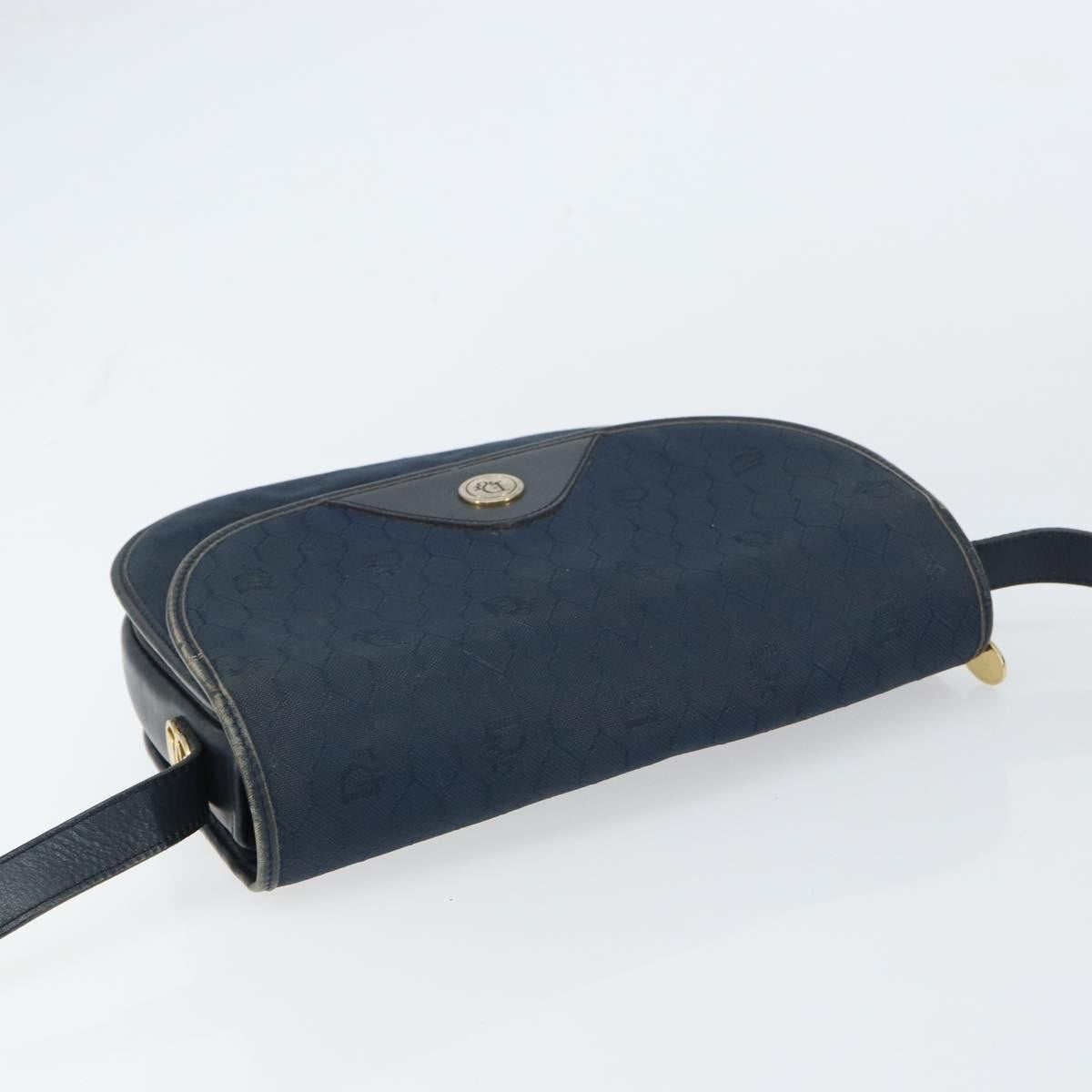 Christian Dior Vintage Honeycomb Shoulder Bag Canvas, NAVY, CANVAS, Shoulder bag